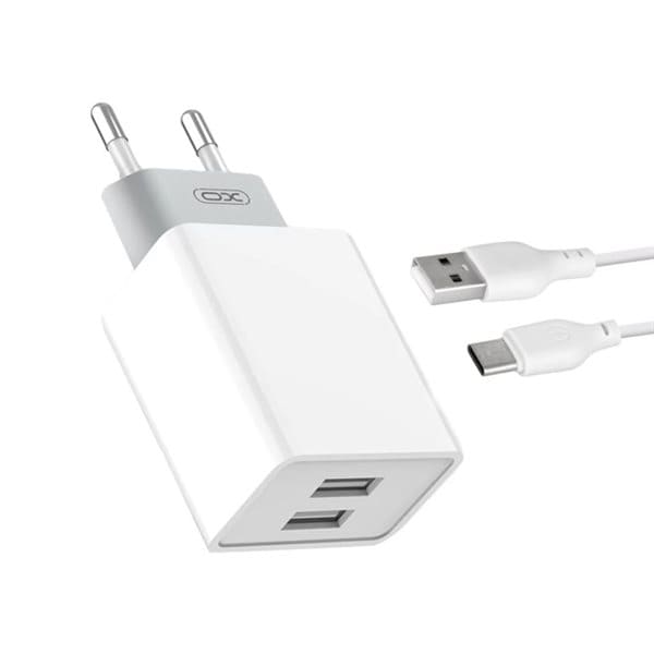 XO USB-Lader 2xUSB med USB-C-Kabel