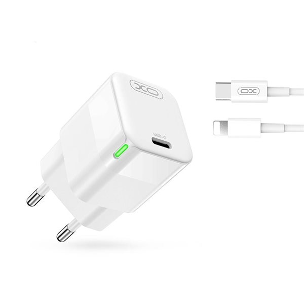 XO Vegglader PD 30W 1x USB-C med USB-C - Lightning Kabel