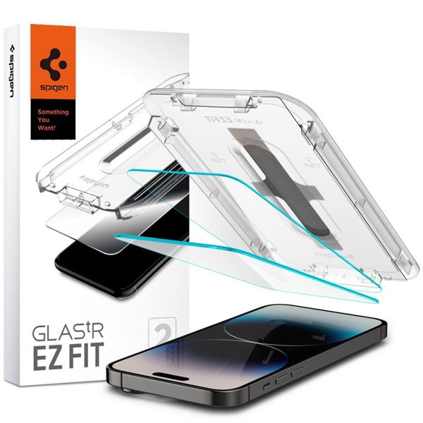 Spigen Glas.tR EZ FIT Skjermbeskytter til iPhone 14 Pro - 2-pak