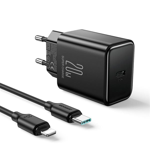 Joyroom USB-C-Lader 20W PD med USB-C til Lightningkabel - Sort