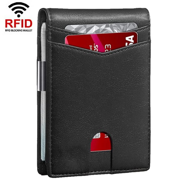 Skinnlommebok med RFID-beskyttelse for kredittkort - Sort