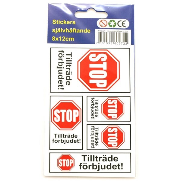 STOP Tillträde Förbjudet - Klistremerker