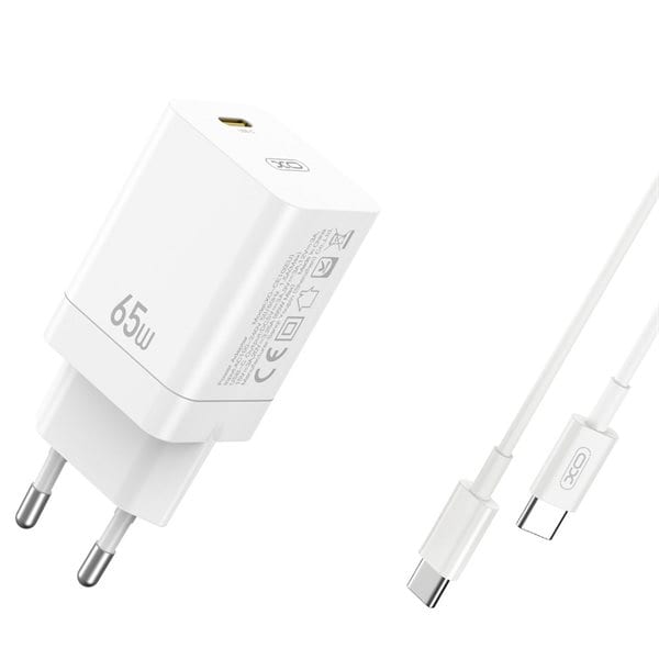 XO Vegglader med USB-C PD 65W med USB-C-kabel