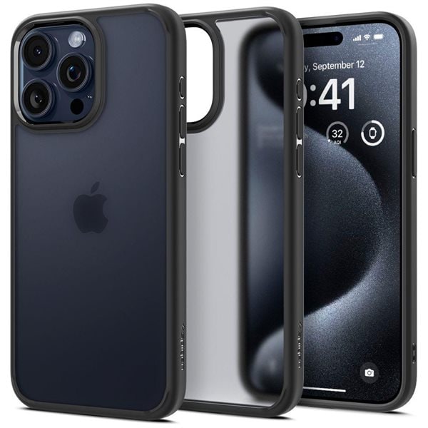 Spigen Ultra Hybrid Bakdeksel til iPhone 15 Pro - Frostet/Sort