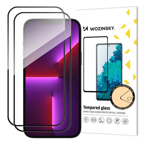 Wozinsky Case Friendly Skjermbeskytter til iPhone 15 Pro 2-pack - Sort ramme