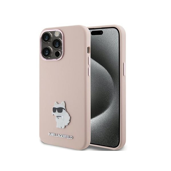 Karl Lagerfeld Choupette Silikondeksel til iPhone 15 Pro Max - Rosa