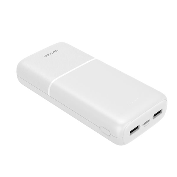 Deltaco Powerbank 20000mAh 2,1A, 10.5W 2xUSB, 1xUSB-C