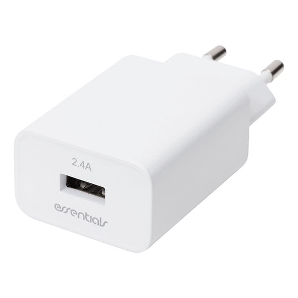 Essentials USB-lader 12W - Hvit