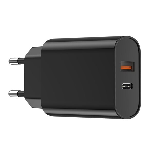 WIWU Vegglader med 20W PD QC USB-C & USB - Svart