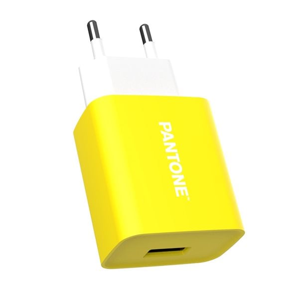 Pantone Veggadapter med 1xUSB 2A - Gul 102C