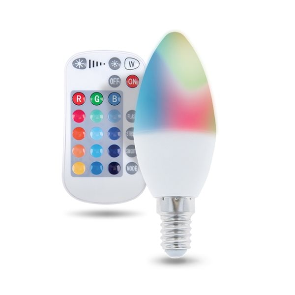 Forever LED-lampe E14 C37 RGB med fjernkontroll