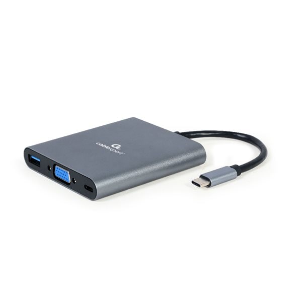 Cablexpert USB-C Dokkingstasjon 6-i-1 med USB, HDMI, VGA, Micro-SD/SD, PD, 3.5mm