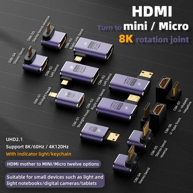 8K HDMI 2.1 HDMI hunn til Mini HDMI hann