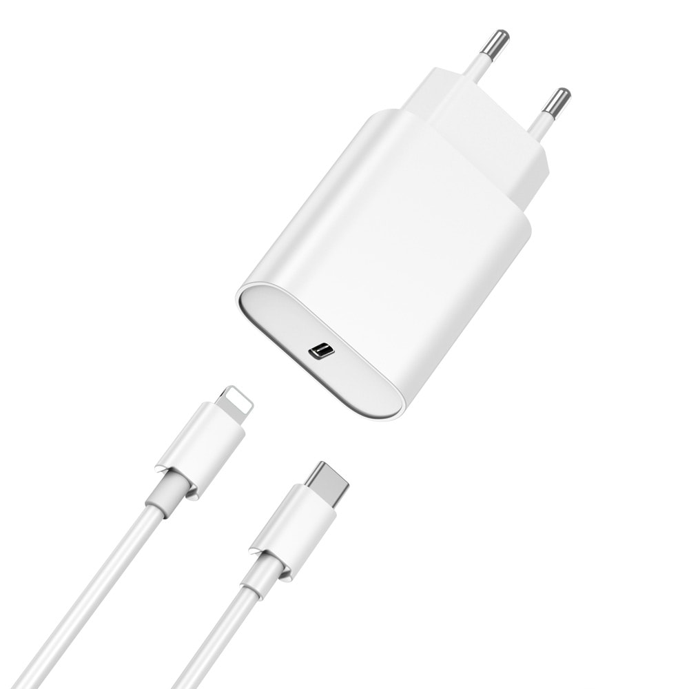 iPhone Hurtiglader USB-C strømadapter 20W + Kabel - Kjøp på