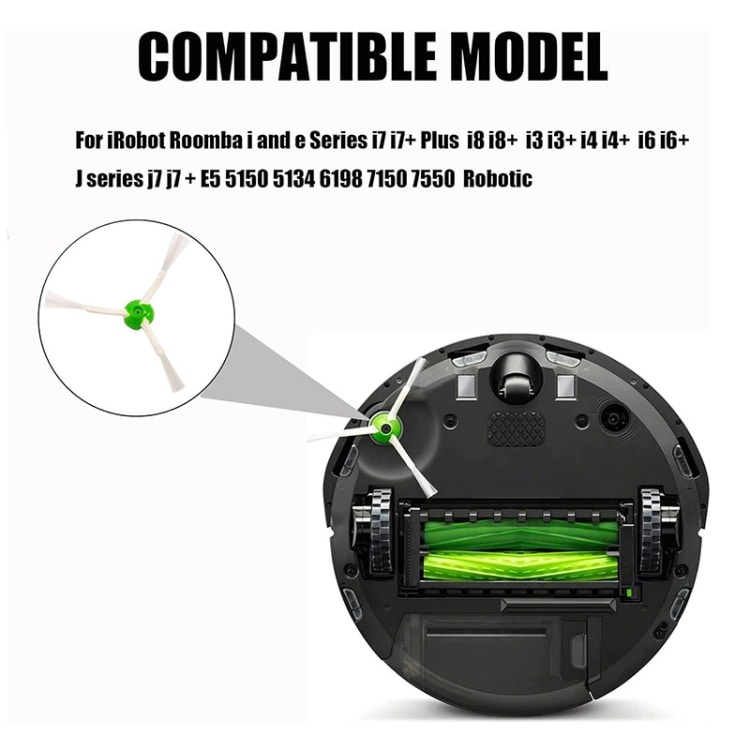 Sidebørster for iRobot Roomba i3 / i4 / i6 / E5 / E6 / E7 6-pakning