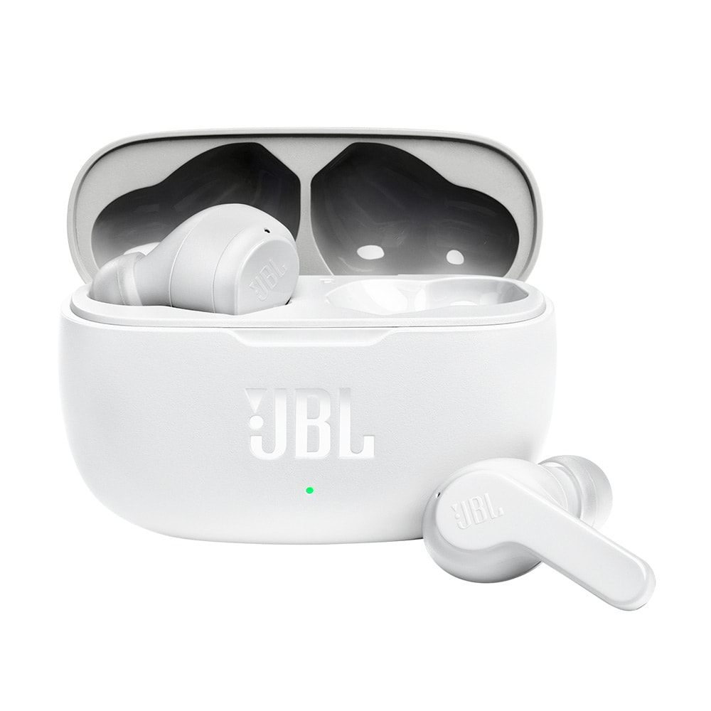 JBL Wave 200 True Wireless Headset - Hvit: Opptil 20 Timer Spilletid med Dyp Bass