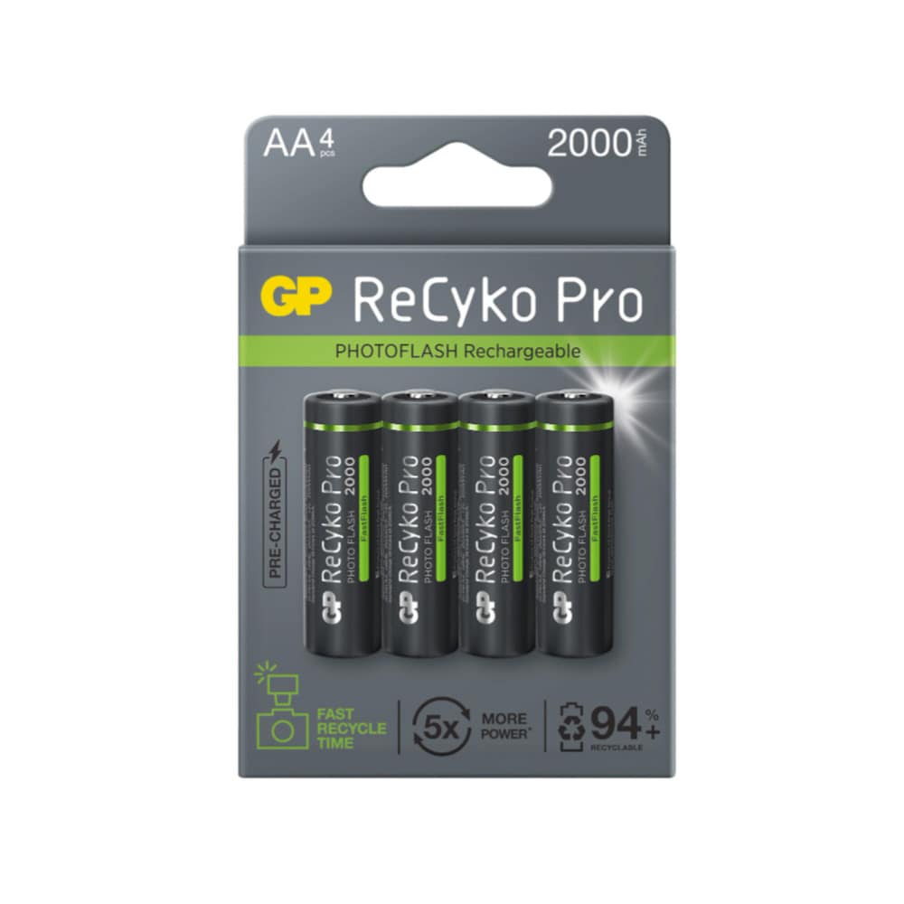 GP Recyko Pro Photoflash AA-batteri 2000 mAh 4-pakning