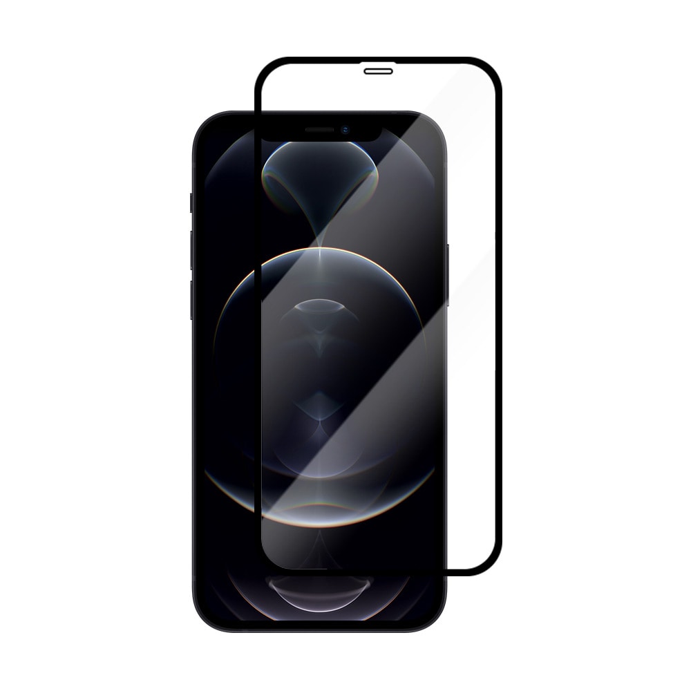 Herdet skjermbeskytter med svart ramme for iPhone 12 Pro Max