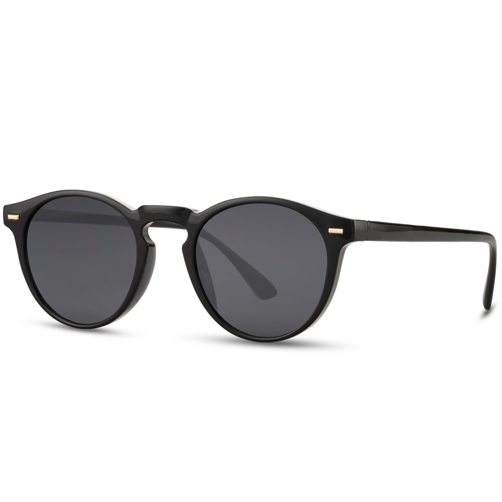 Runde solbriller - svart med svart glass