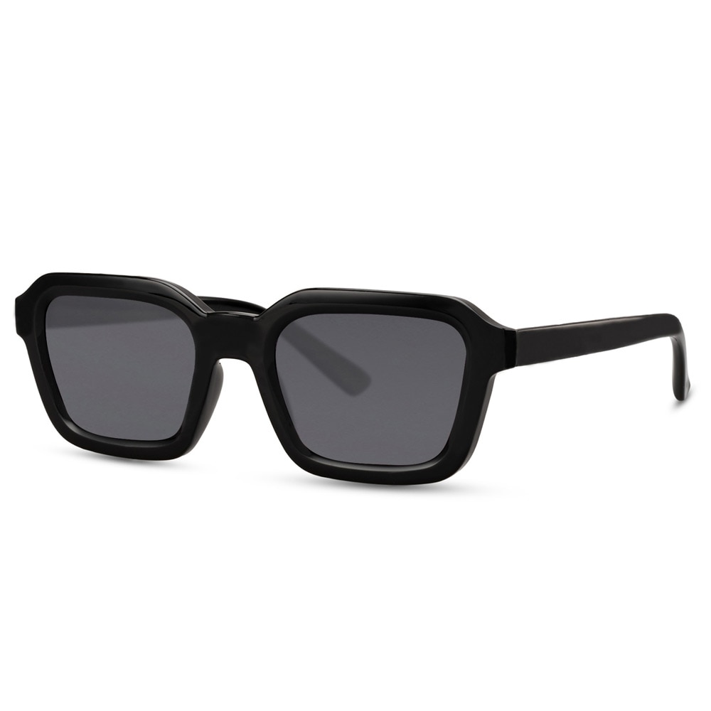 Firkantede briller - svart med svart glass
