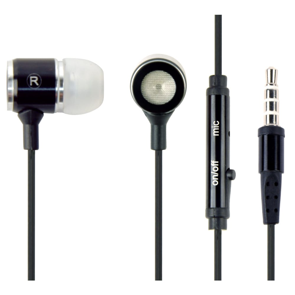 In-Ear-hodesett med mikrofon og 3,5 mm - svart