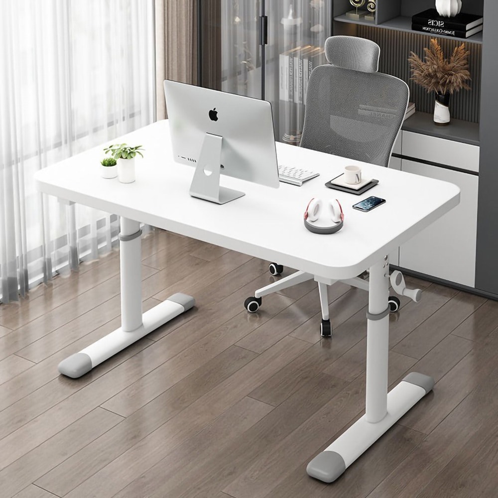Hvitt, høydejusterbart skrivebord 80 cm