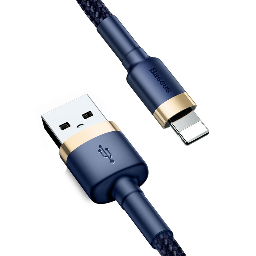 Cafule USB-kabel USB til Lightning 2,4A QC 3.0 1 m - blå/gull