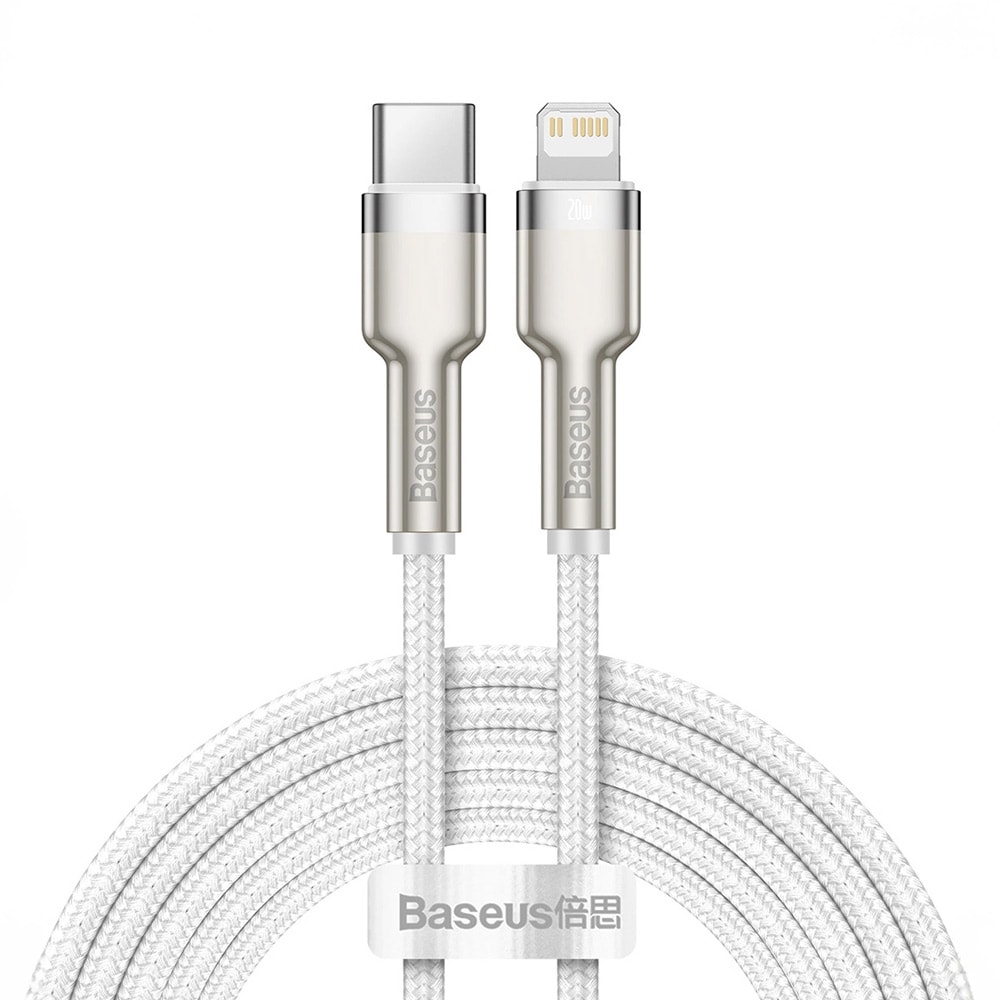 Cafule USB-kabel USB-C til Lightning 20W PD 2 m - hvit