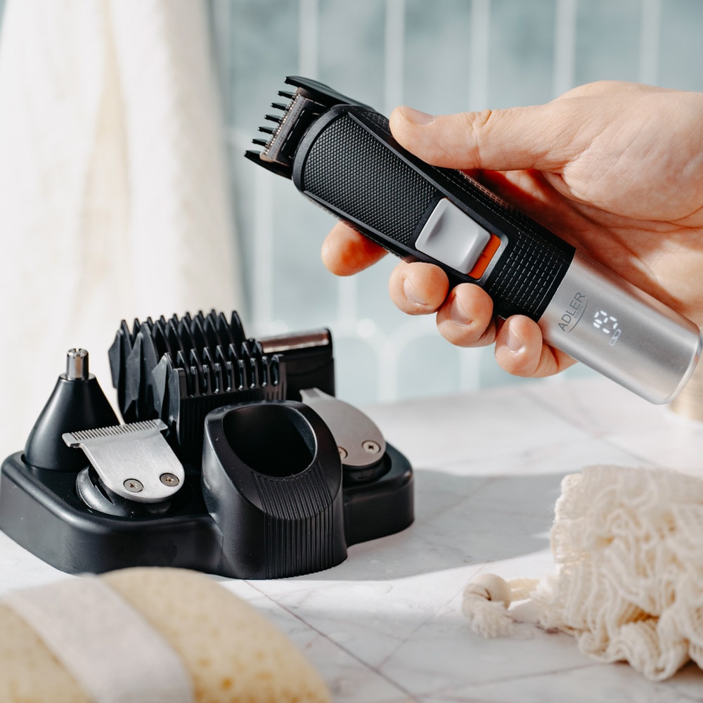 5-i-1-barbermaskin og hårtrimmer med justerbar hastighet og LED-display