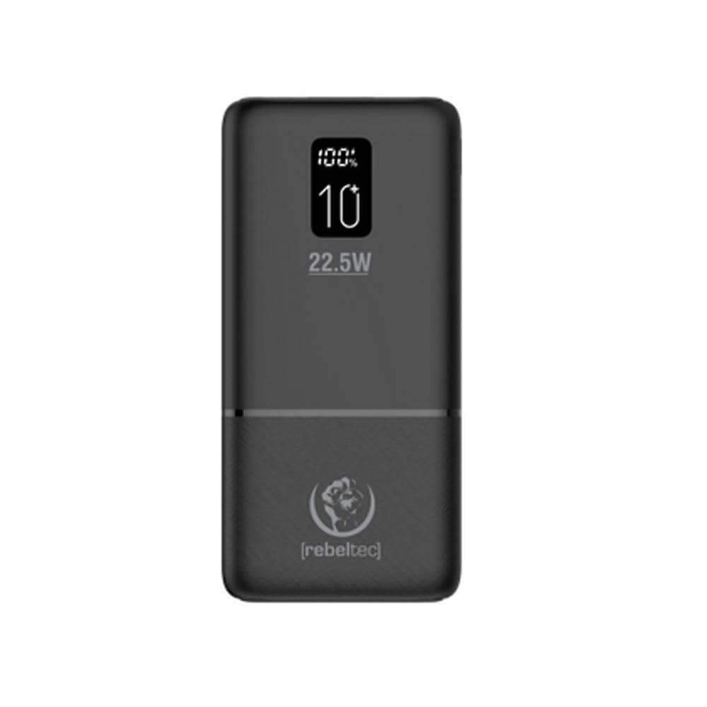 Rebeltec Powerbank 10000 mAh med 22,5 W utgangseffekt og LCD-skjerm