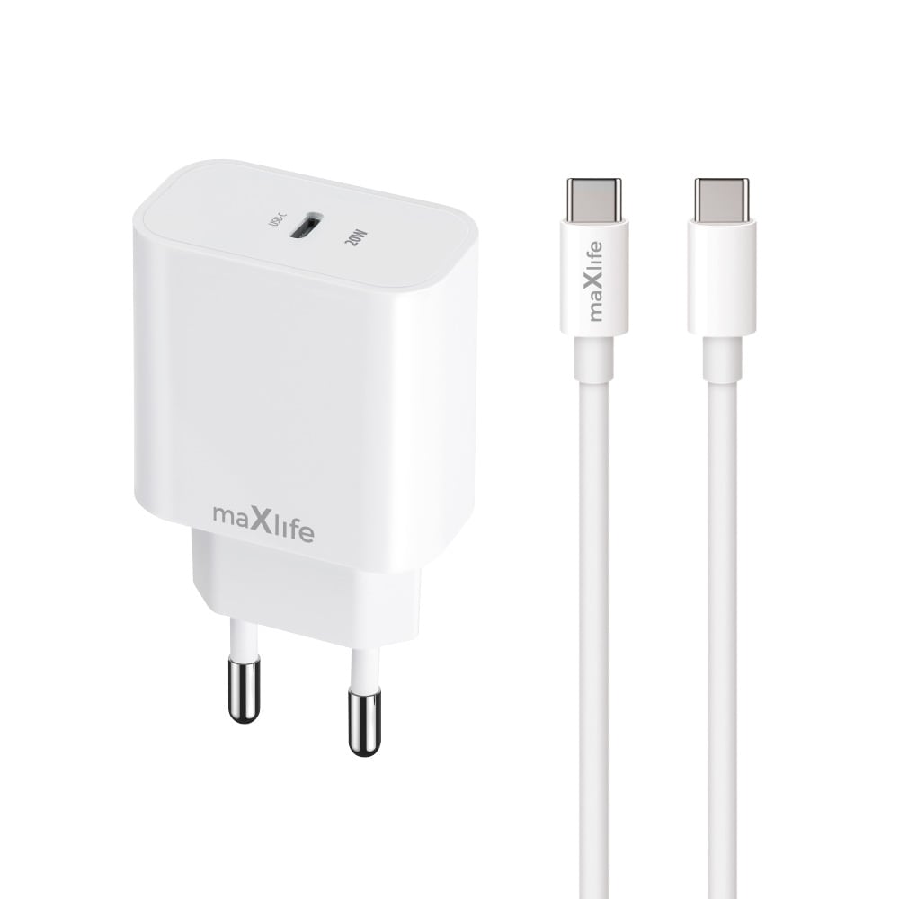 USB-C-lader 20 W med USB-C-kabel og støtte for hurtiglading