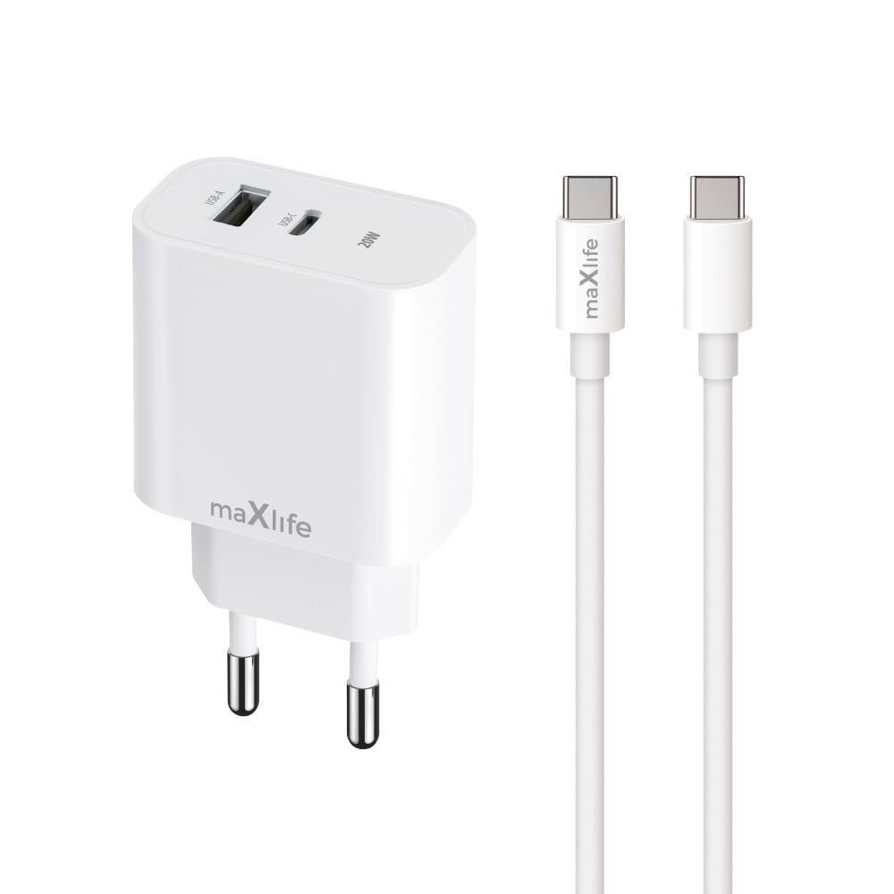 USB-lader 20 W med USB og USB-C + USB-C-kabel