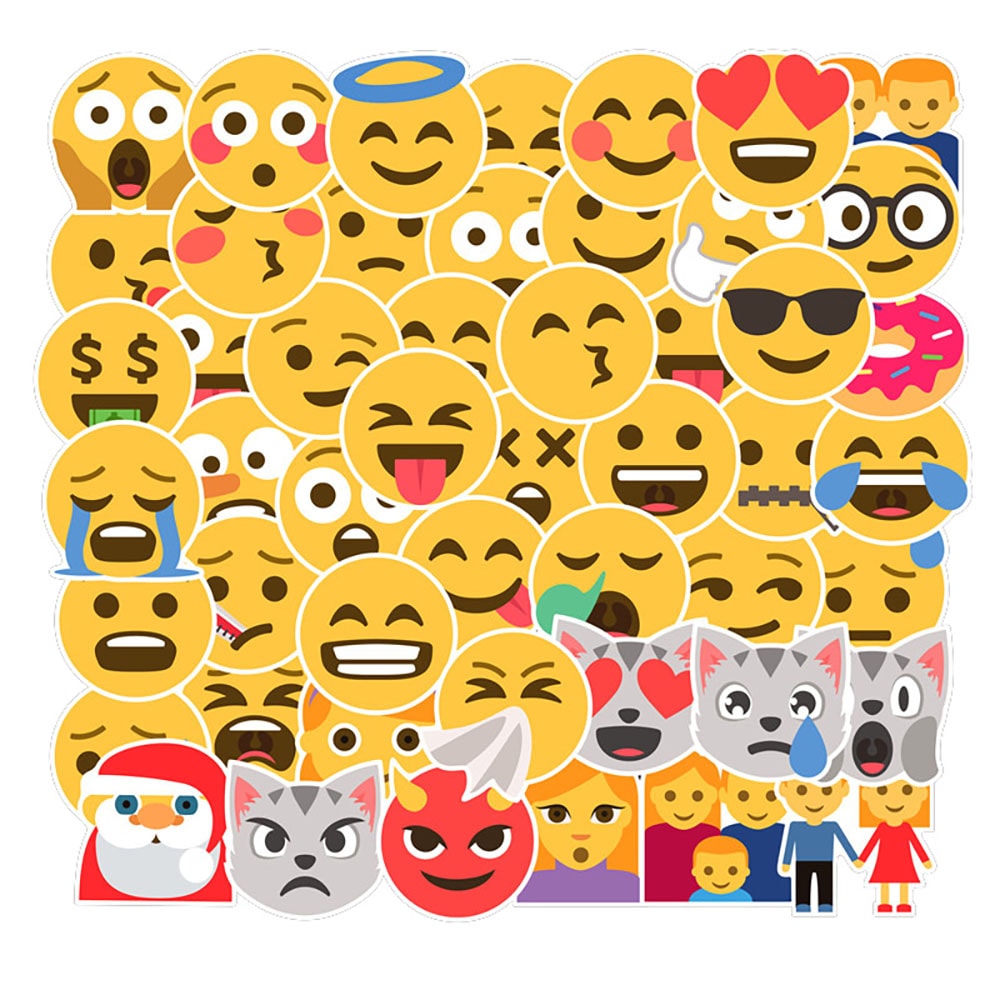 50 klistremerker med emoji-tema for uttrykksfull dekorasjon