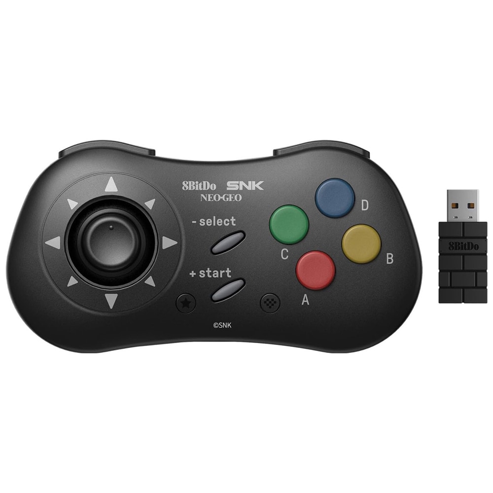 8BitDo NEOGEO trådløs spillkontroller - svart med Bluetooth og 2,4G-tilkobling