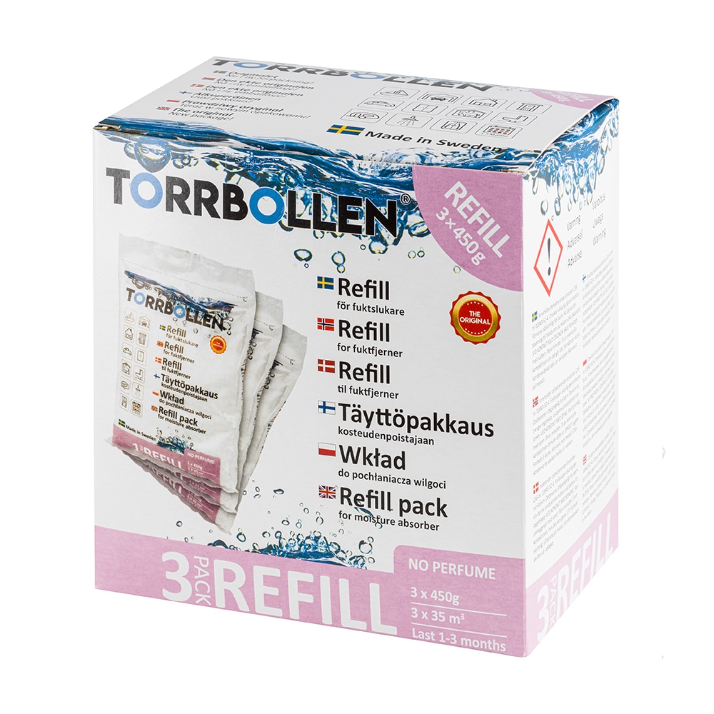 Torrbollen refillposer 3-pakning for fuktabsorbenter