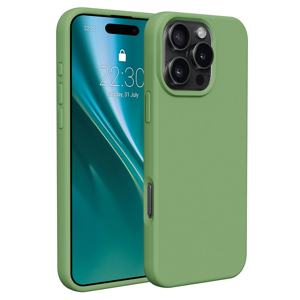 Etteri silikonetui for iPhone 16 Pro Max med hull for håndleddsstropp - lysegrønn