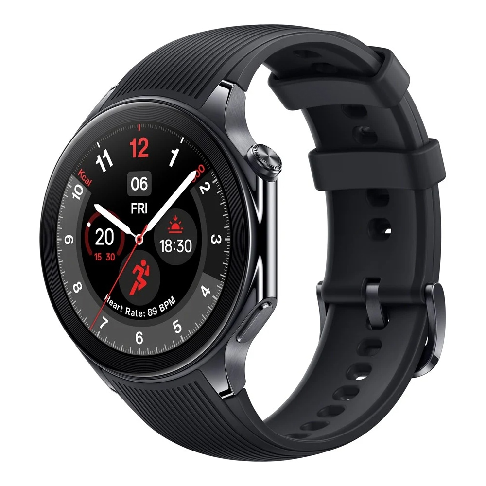 OnePlus Watch 2 46 mm hybridklokke med AMOLED-skjerm og lang batterilevetid - svart stål