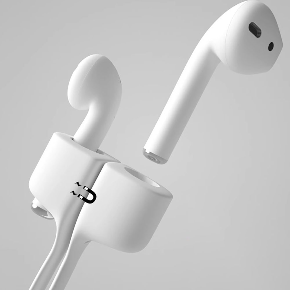 Magnetisk silikonrem for AirPods - hvit