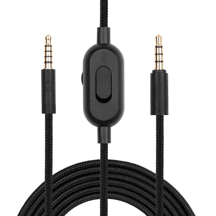 Lydkabel med 3,5 mm for Logitech G433 / G233 / G Pro / G Pro X - 2 meter med volumkontroll