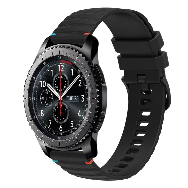 Silikonarmbånd til Samsung Galaxy Gear S3 Frontier - Svart