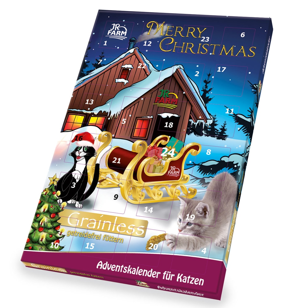 Adventskalender for katter med kornfrie godbiter og leker