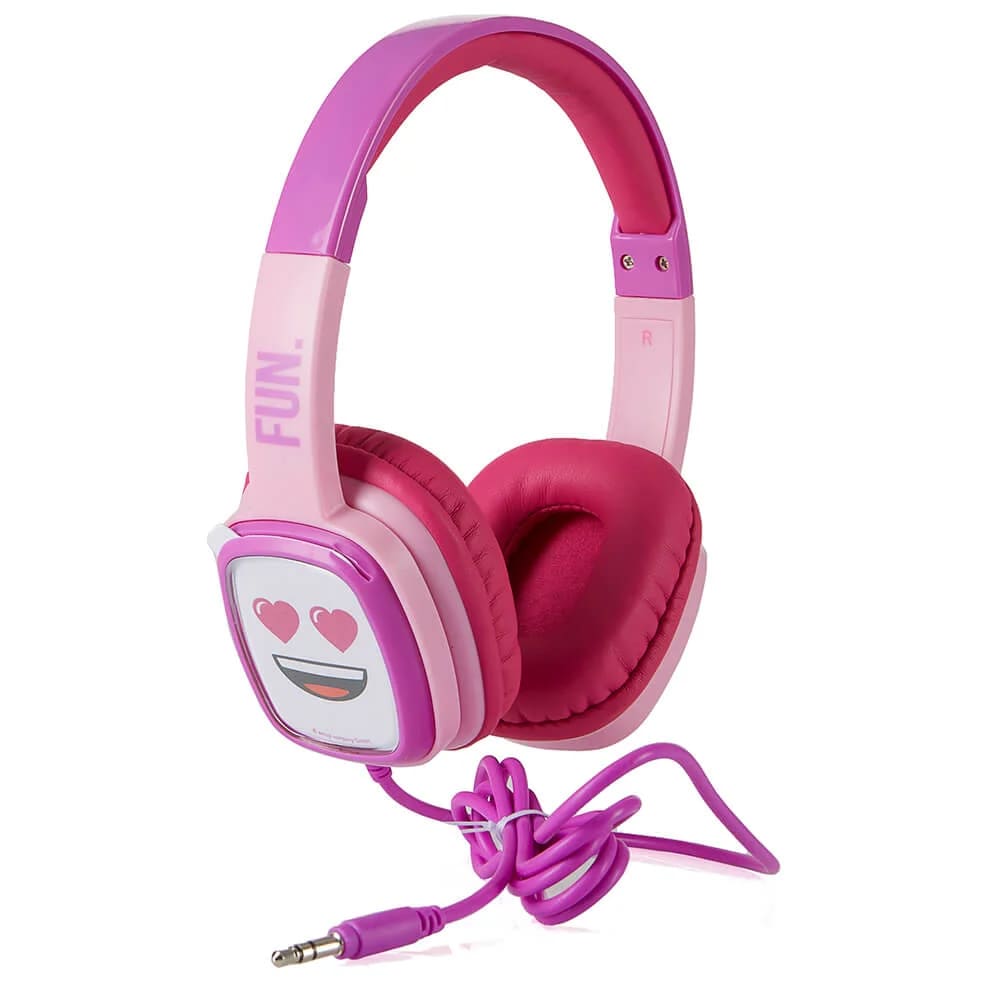 Emoji Flip'N'Switch on-ear-hodetelefoner for barn 4-8 år - volumbegrenset - Rosa