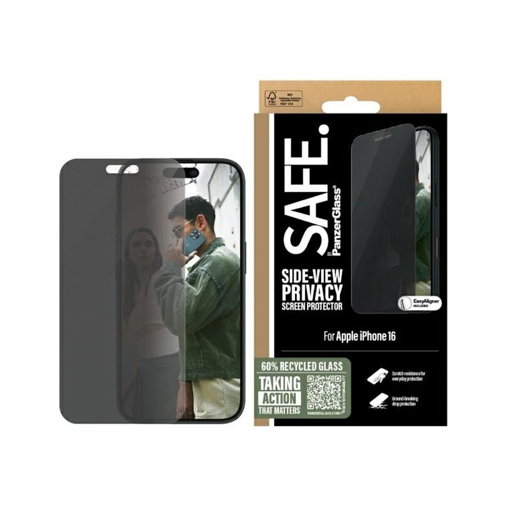 SAFE by PanzerGlass skjermbeskytter for personvern for iPhone 16