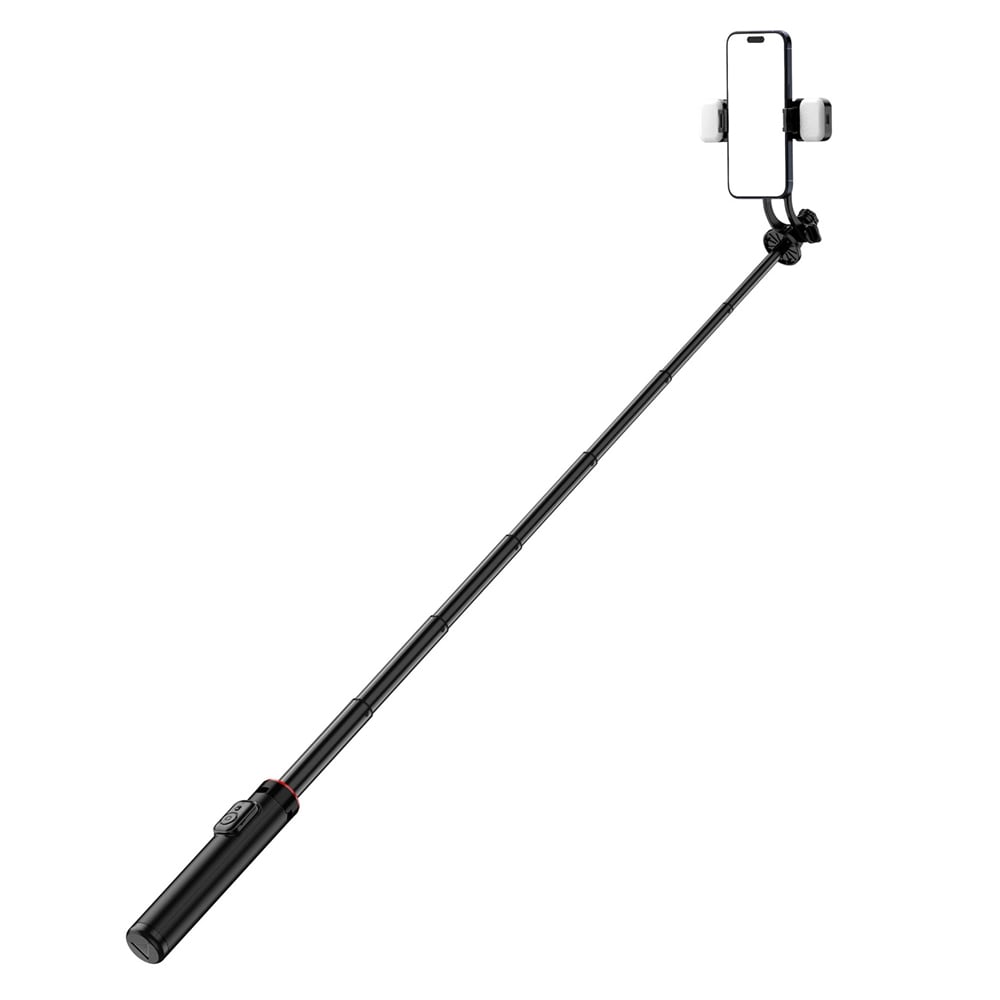 Selfiestick med stativ og teleskophåndtak 1,75 m med Bluetooth og 360° rotasjon - Svart