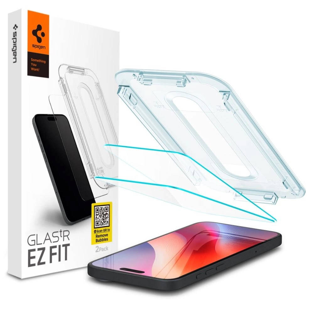 Spigen Glass TR EZ.Fit herdet skjermbeskytter for iPhone 16 Pro 2-pakning