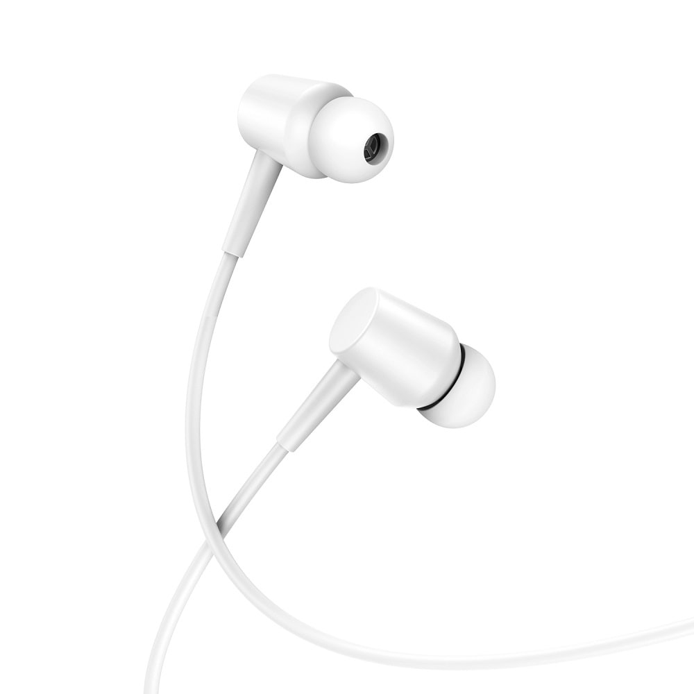 XO in-ear-hodesett med 3,5 mm plugg og mikrofon - Hvit