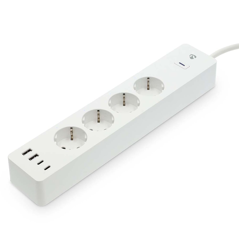 Nedis Smartlife-strømuttak med 2 x USB-C- og 2 x USB-A-porter, Wi-Fi-kontrollert