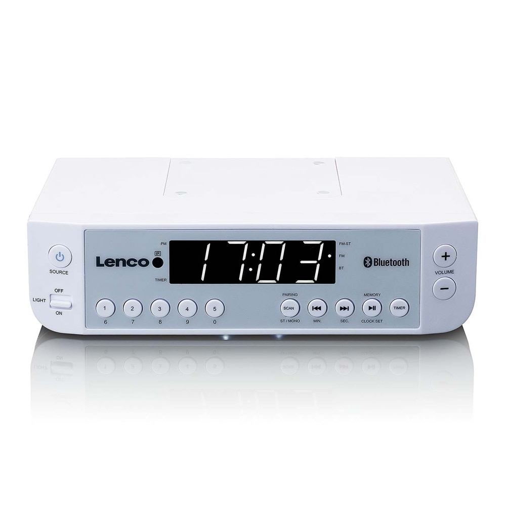 Lenco KCR-100 FM-radio med Bluetooth og LED-display - hvit