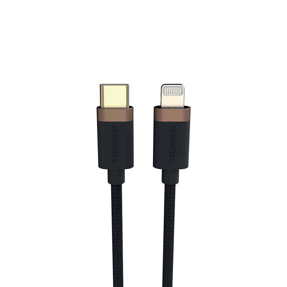 Duracell USB-C til Lightning-kabel 1 m med hurtiglading og dataoverføring - Svart