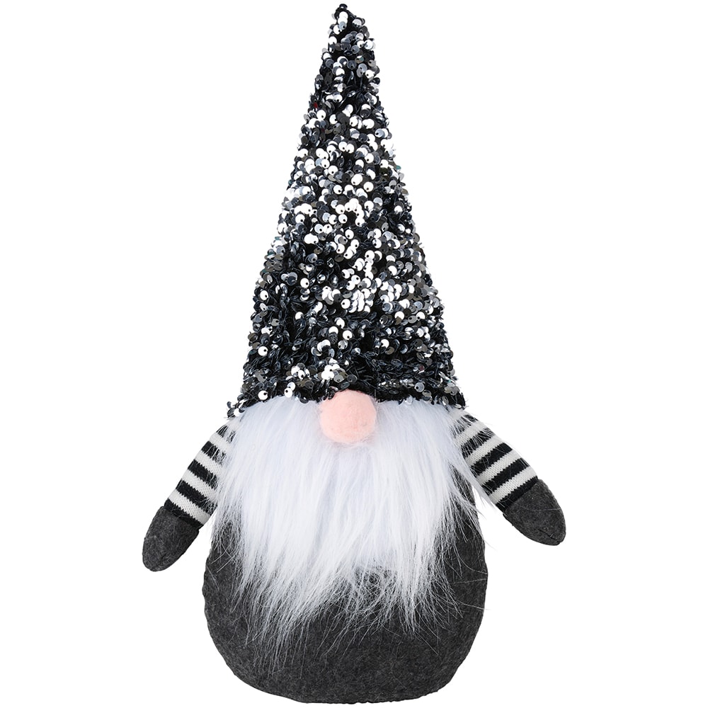 Sittende julenisse 36 cm med glitterhatt